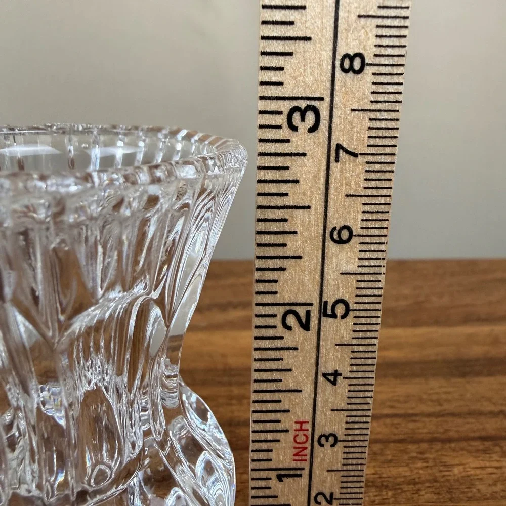Princess House Crystal Bud Vase Toothpick Holder Clear Scalloped Pressed Glass